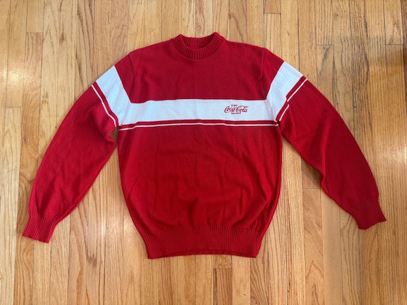 Vintage 1980s Coca-Cola Knit Shirt Exchange Crewneck Sweater XL