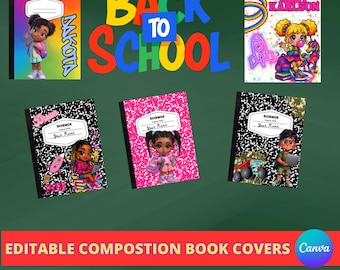 Editable Composition Notebook Cover Template: Back to School DIY (Digital Download)