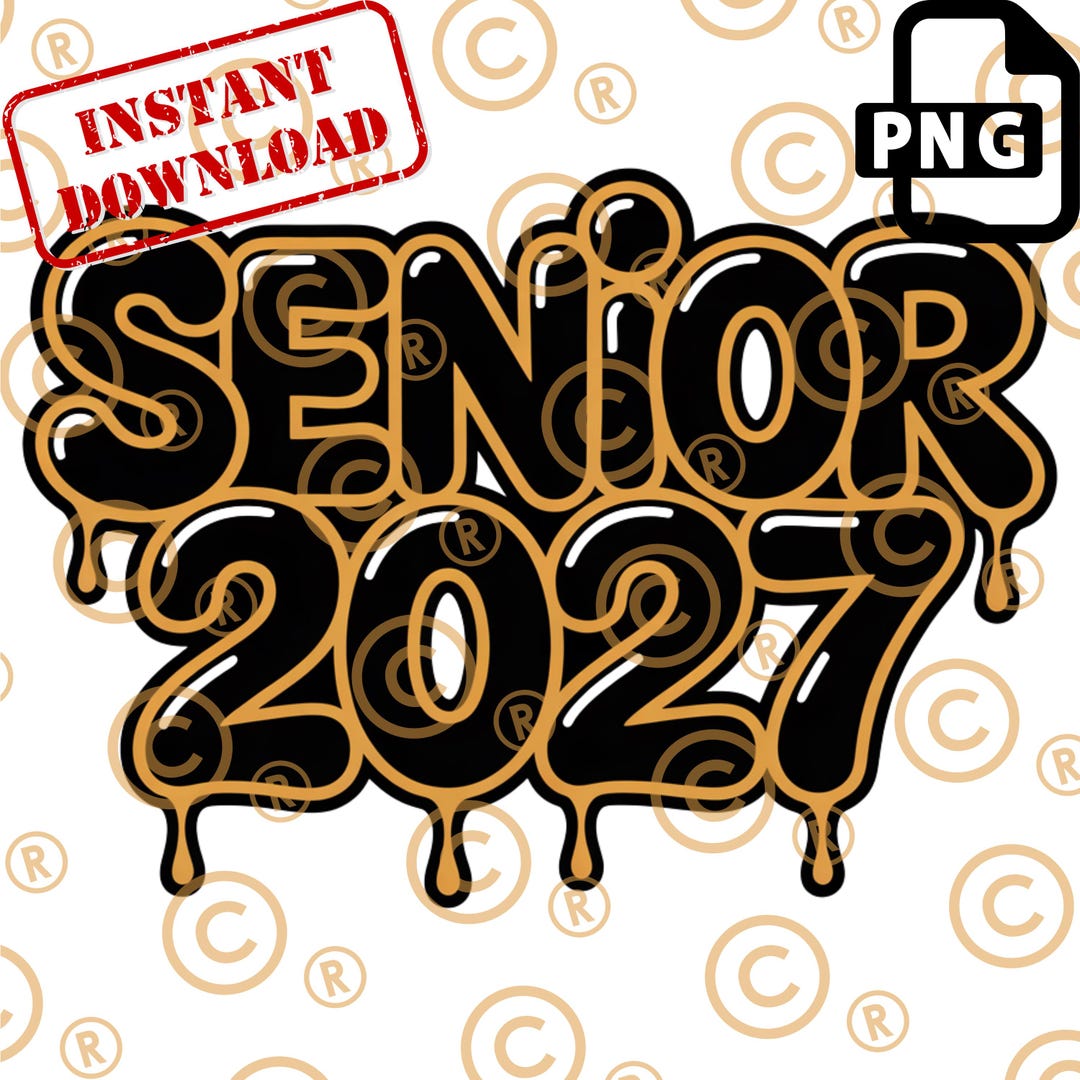 Senior 2027 Graduation PNG, Black Gold Grunge Sublimation Design ...