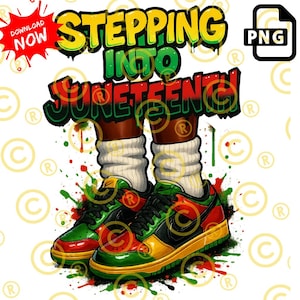 Entrando no Juneteenth PNG | Sapatos de menina negra Arte Juneteenth | Download digital estilo grafite afrocêntrico | Sublimação Juneteenth