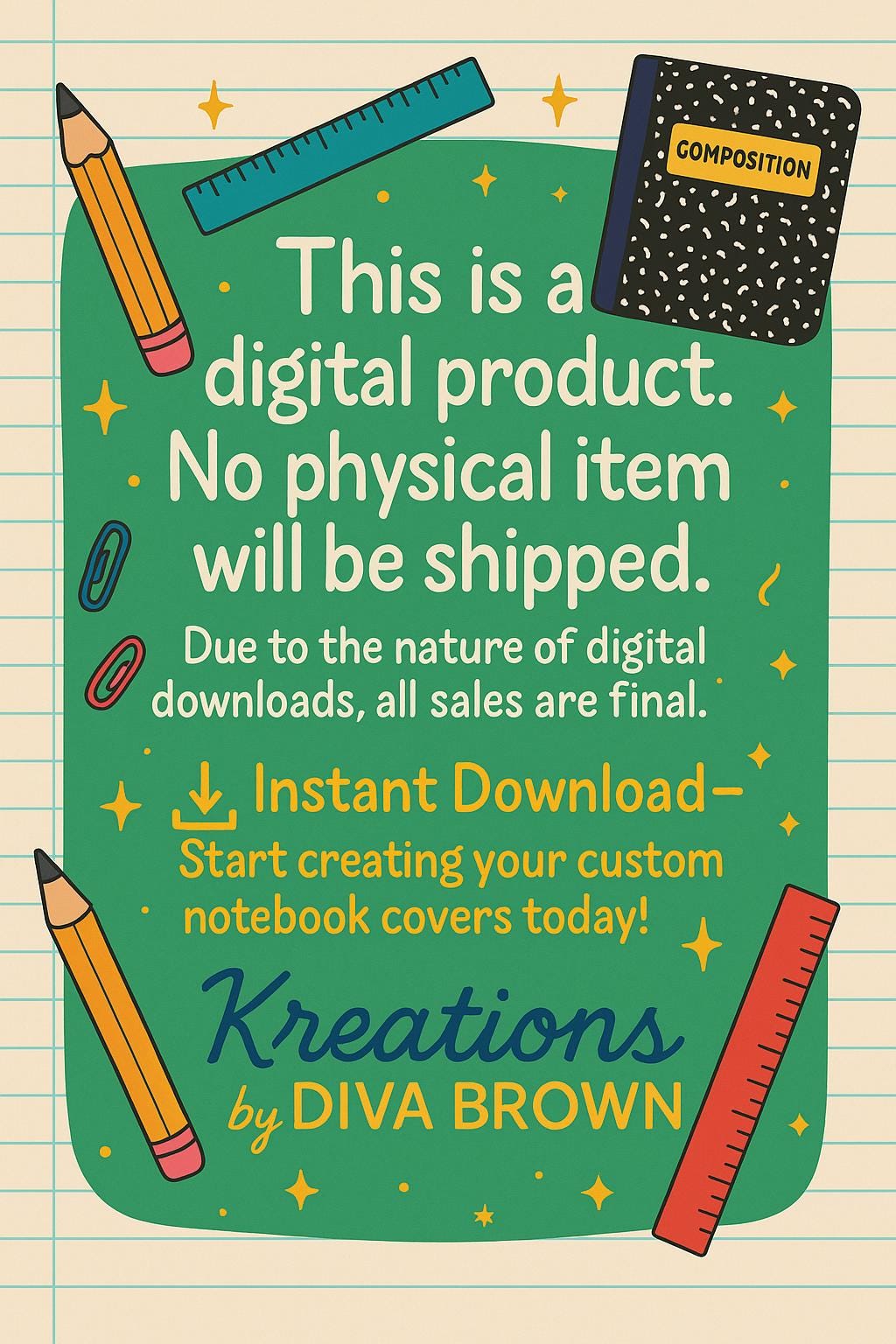 Editable Composition Notebook Cover Template: Back to School DIY ...