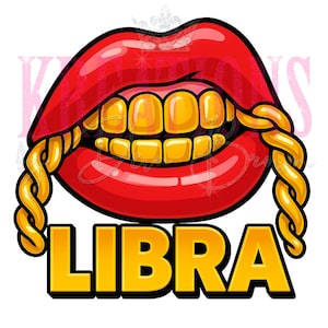 Camiseta do Zodíaco Libra | Design de Lábios Dourados com Grelha | Presente de Aniversário Bling Libra | Camiseta Astrologia | Camiseta da Temporada Libra | Vestuário Personalizado do Zodíaco