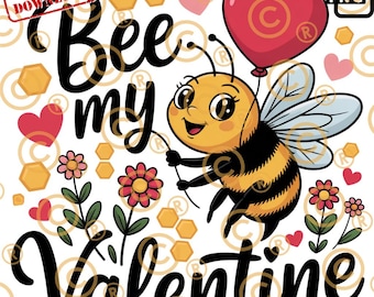 Bee Valentine PNG, Cute Love Design, Valentine’s Day Clipart (Digital Download)