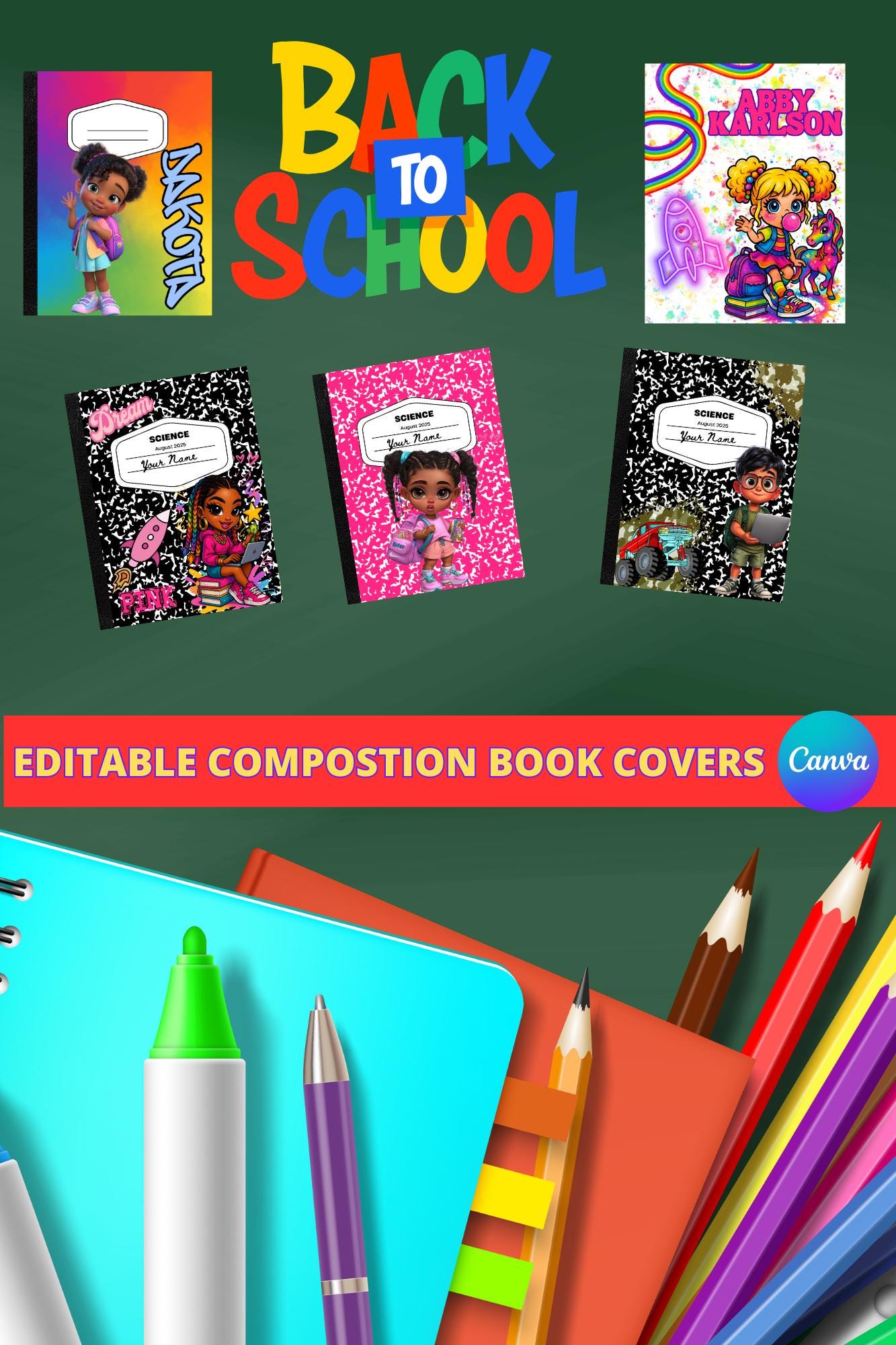 Editable Composition Notebook Cover Template: Back to School DIY ...