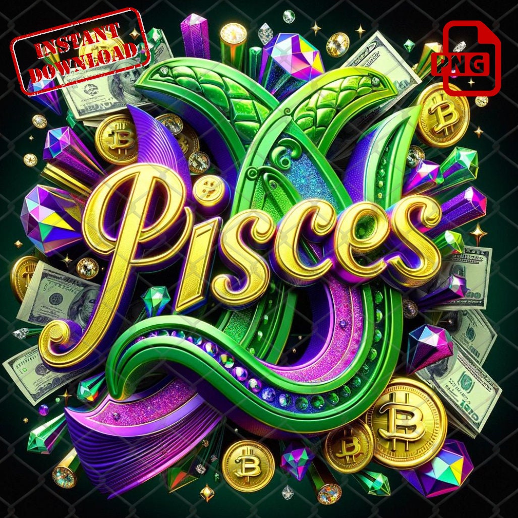 Pisces Zodiac PNG: Sublimation Design (Digital Download)