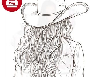 Cowgirl Coloring Page: Western Woman Art (Digital Download)