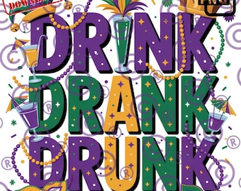 Mardi Gras Drink getrunken betrunken PNG | New Orleans Party Design (Digitaler Download)