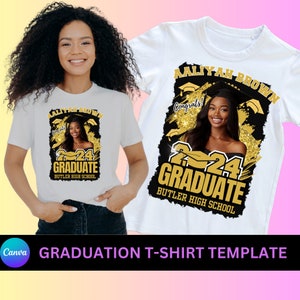 Editable Graduation T-shirt Design: Canva Template