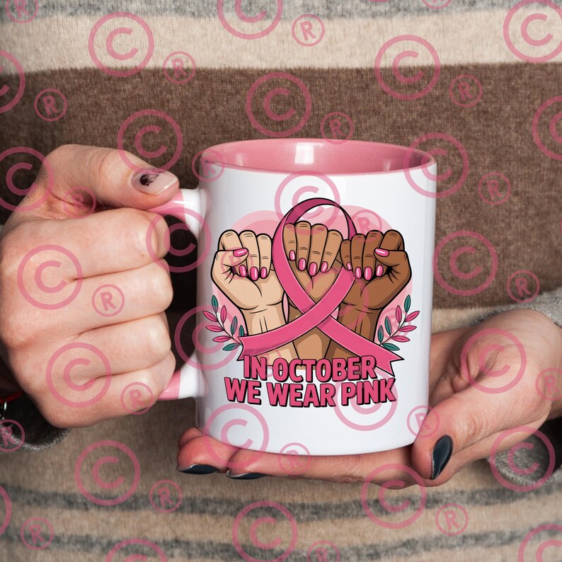 Breast Cancer Awareness PNG: Pink Ribbon Unity Fist (digital Download ...