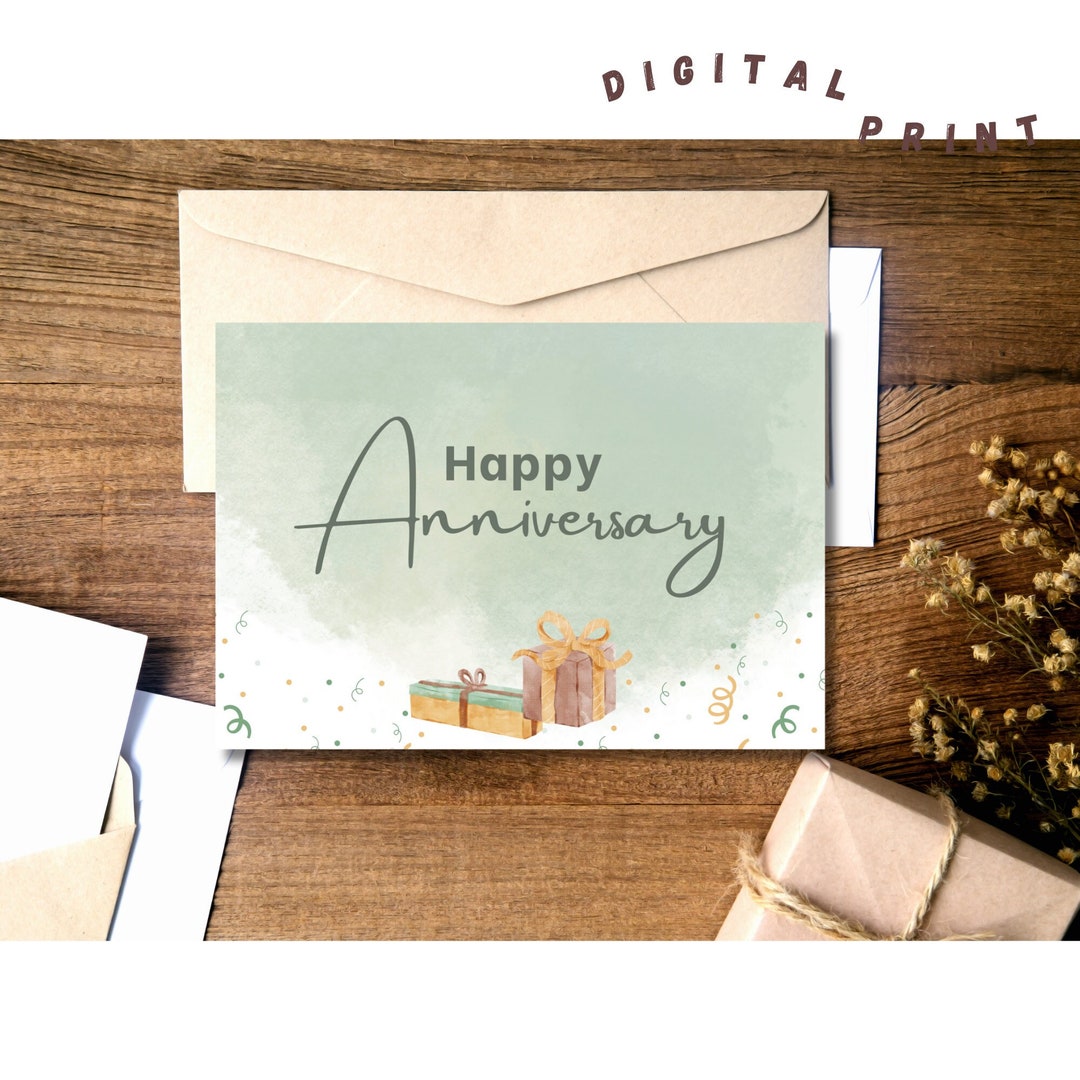 Printable Anniversary Greeting Card, Digital Card, Downloadable Card ...