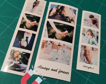 Custom Photo Booth Strip Magnet, Personalized Wedding Fridge Magnet, Photobooth Picture Keepsake