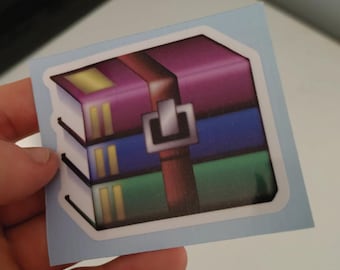 Winrar classic sticker Adhesive Labels it computer software vinyl sticker 90s pc vintage icon