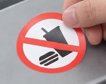 No Food and Drink Sticker | High Quality Vinyl | Two Sizes Available Pack of 4