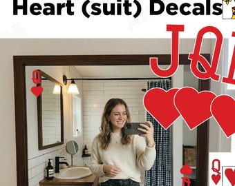 Heart Suit Decals: Playing Card, Poker, Casino Event Decor (Matte Vinyl)
