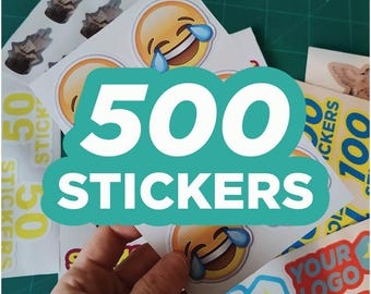 500 Custom Kiss Cut Stickers on Sheets, Laminated Vinyl