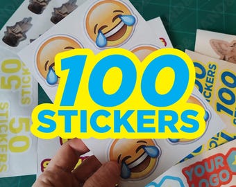 100 Custom Kiss Cut Stickers on Sheets, Laminated Vinyl