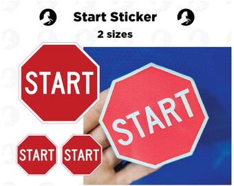 Start Stop Sign Stickers: Waterproof Vinyl Decals (40mm, 80mm)