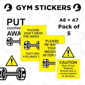 Gym Safety Sticker Workout Safety Decal Fitness Equipment Warning Label Gym Rules Sign Durable Waterproof Vinyl Home & Commercial Gym