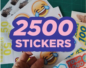 2500 Custom Kiss Cut Stickers on Sheets, Laminated Vinyl
