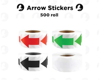 Arrow Stickers 500 Pack: Red, Green, Black Directional Decals (1 1/4 x 2")