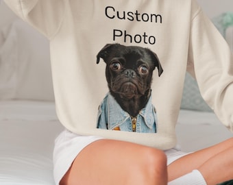 Sudadera personalizada con foto y texto, regalo perfecto para las fiestas, sudadera gráfica personalizada, sudadera con logo personalizado