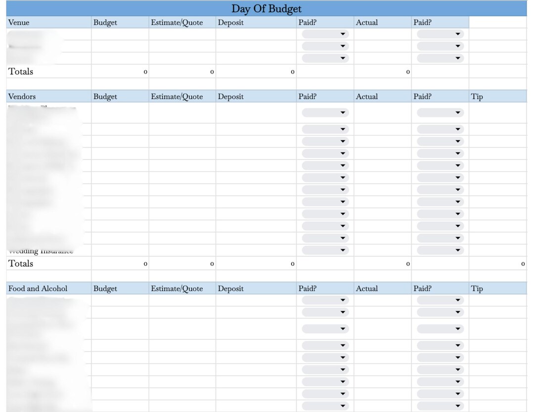 Wedding, Rehearsal, and Honeymoon Budget and Checklist - Etsy