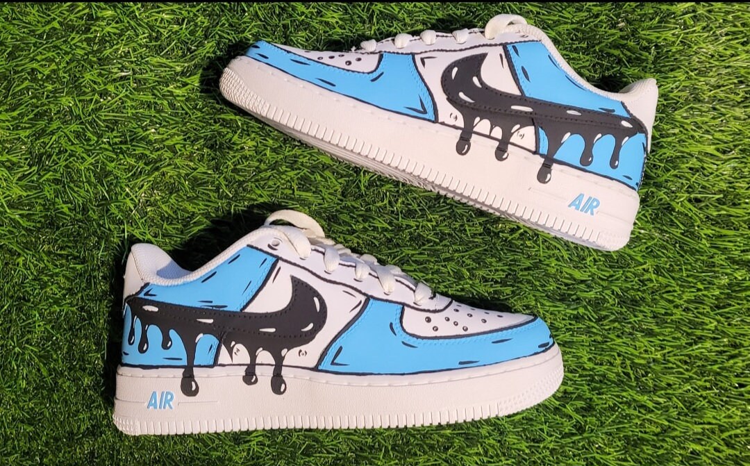 Custom Af1 Drip Custom Blue Drip Air Force 1, Custom Air Force 1 - Etsy