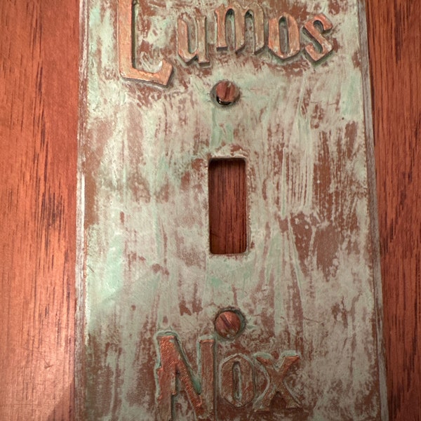 Harry Potter Lumos Nox Switch Plate Cover in an antique oxidized copper finish.  Last Two!!