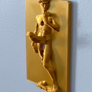 Michelangelo’s David Light Switch Plate Cover in an Golden Silk PLA Gold Back In Stock!