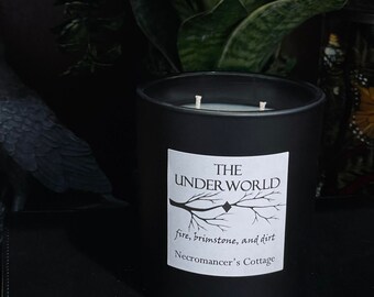 The Underworld Candle (Dirt, Fire, Brimstone) - Ritual Candle - Soy Wax - Double Wicked - 10oz