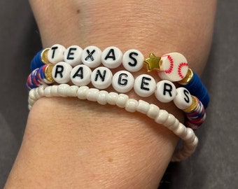 Texas Rangers beaded bracelet stack