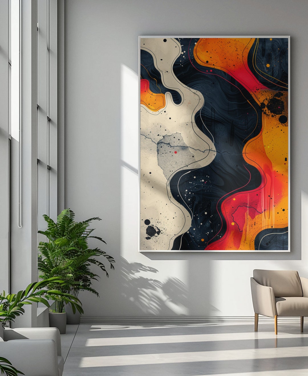 Relaxing Soothing Abstract Painting - Wall Art Decor Minimalist Print ...