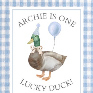 One Lucky Duck Welcome Poster Template, First Birthday Duck, Lucky Duck Birthday Sign, Editable Canva Template Download