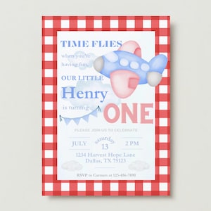 Time Flies First Birthday Invitation Template, Plane First Birthday, Airplane Birthday Invite, Editable Canva Template Download