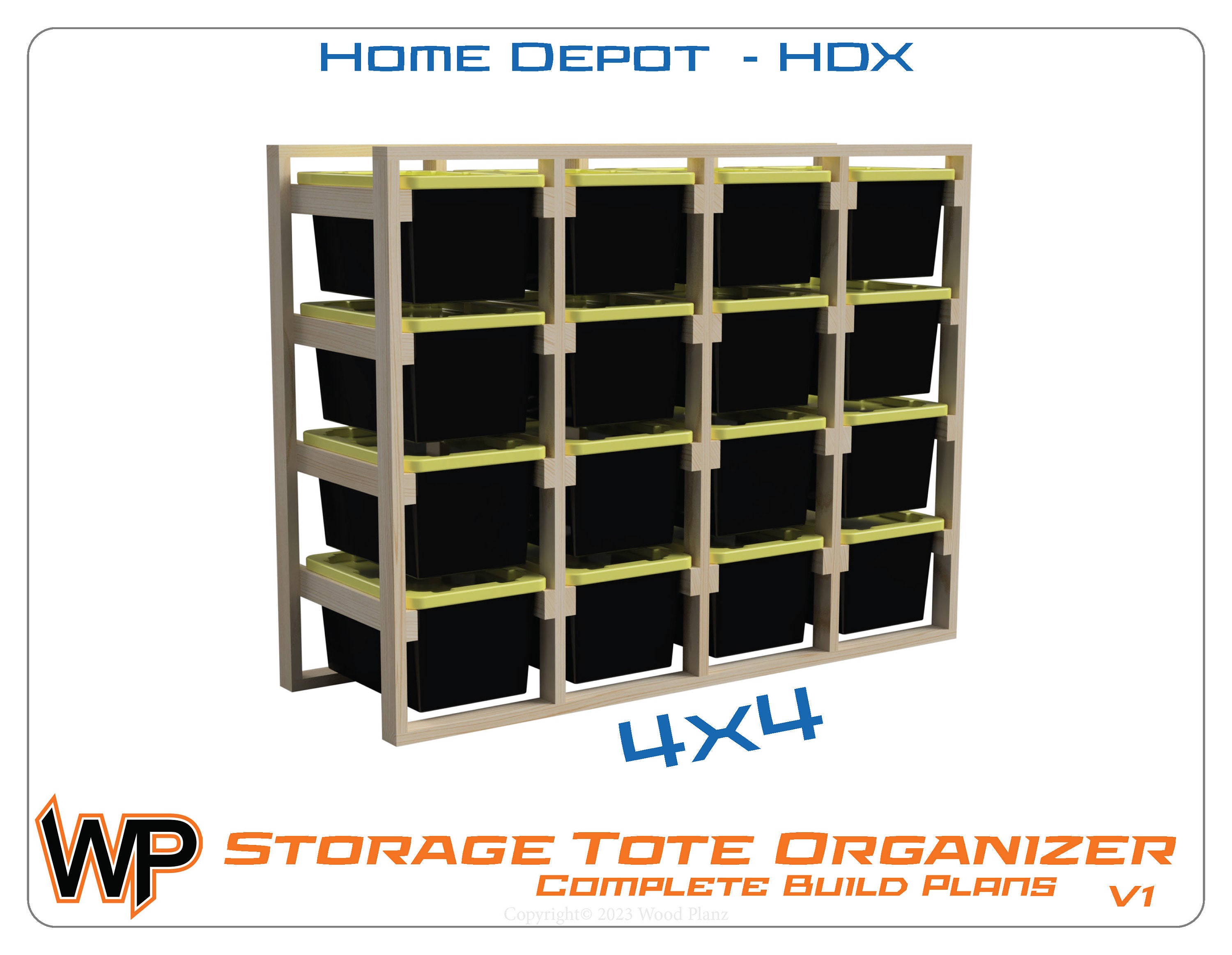 4X4 Storage Tote Organizer Home Depot HDX Etsy