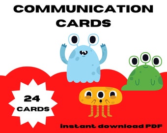 Monster Theme Communication Cards, Autism, ADHD Aid (Printable PDF)