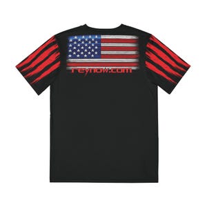 Polyester Tee with Stylized American Flag Design, Patriotic Men&#39;s Shirt, USA Flag Tee, Independence Day T-Shirt, Americana Tee, 4th of July