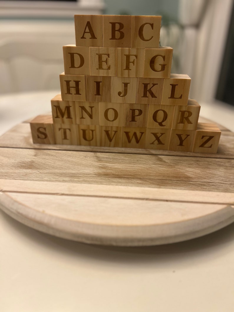Wood Alphabet Block Set With Numbers, Wooden Block Set, ABC Alphabet ...