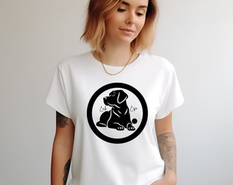 Black Labrador T-shirt - Lab Life - Dog Mom - Dog Dad -  Gender Neutral T-shirt, Black lab with Tennis Ball