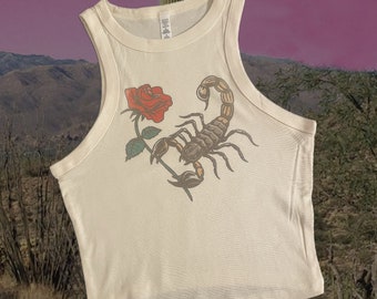 Scorpion rose crop tank