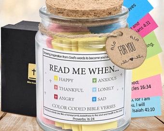 Bible Verses in a Jar,Christian Gifts for Woman,Read Me When Bible Verses Jar for Emotions and Feelings,Christian Gifts Easter Gift