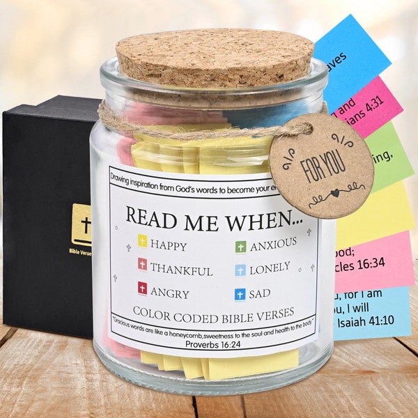 Bible Verses in a Jar,Christian Gifts for Woman,Read Me When Bible Verses Jar for Emotions and Feelings,Christian Gifts Easter Gift