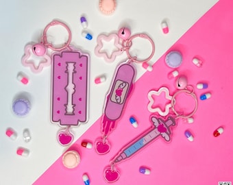 Yami Kawaii inspiriert All the Pink Things Original Acryl Schlüsselanhänger