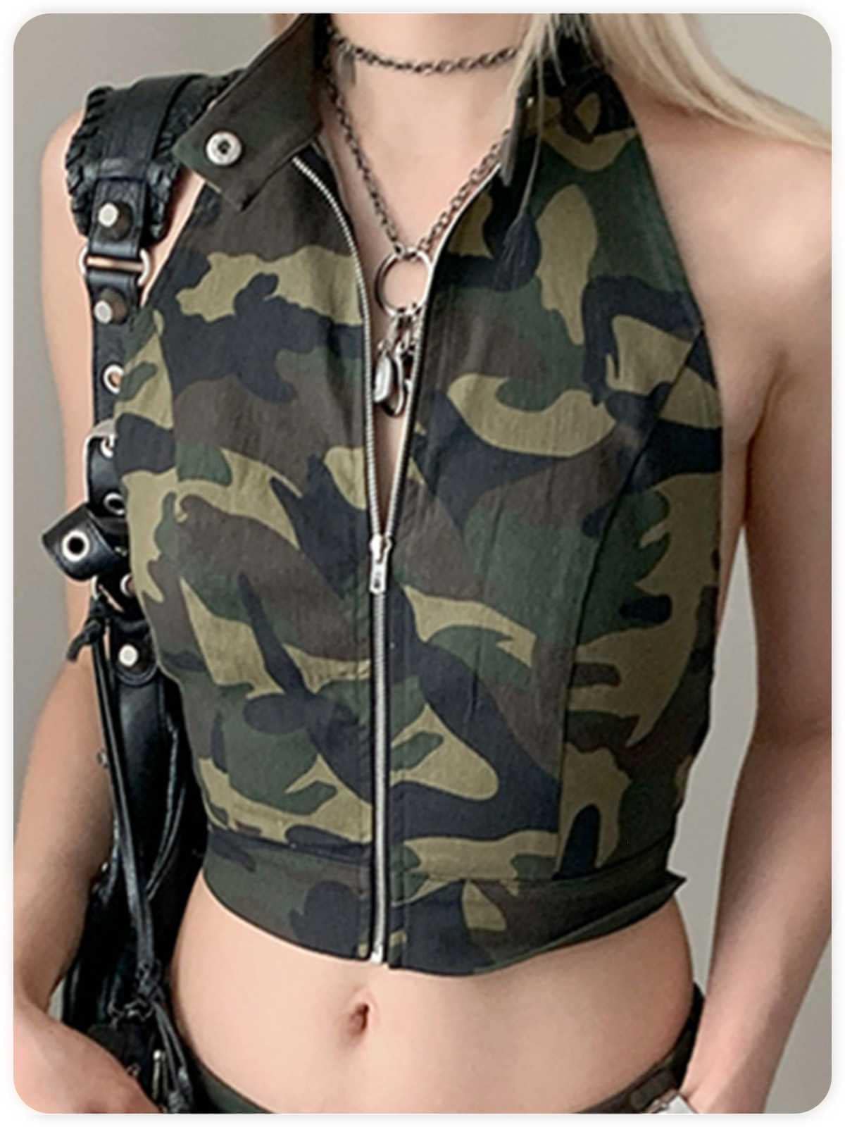 Moggemol Kids Girls Camouflage Racer Back Crop Tops with Athletic