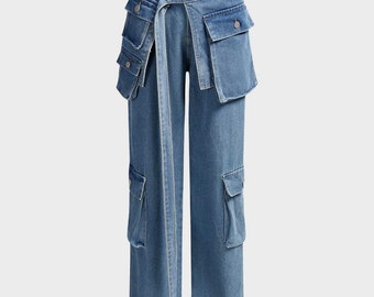 Denim Schlichte Cargohose Jeans