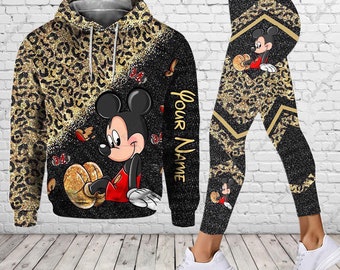 Mouse Ears Magic Hoodie, Personalized Hoodie And Leggings, Mickey Legging, Women's Leopard Shirt, Leggings Leopard, Mickey Sweatshirt