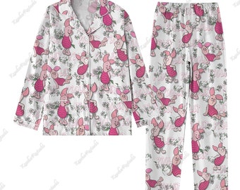 Conjunto de pijamas Piglet, pijamas de dibujos animados de Piglet para fiesta, familia de pijamas de películas de Disney, pijamas navideños de Winnie The Pooh, pijama de mujer Piglet