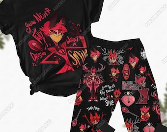 Hazbin Hotel Pajamas Set, Hazbin Hotel Shirt, Angel Dust Pajamas Pants, Alastor Women Pajamas, Hazbin Hotel Pj Set, Alastor Shirt