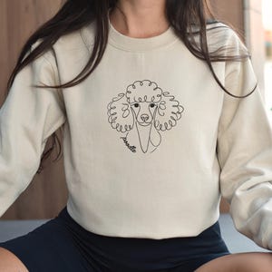 Poodle Crewneck Sweatshirt – Poodle Gift, Dog Lover Apparel, Gift for Dog Owner, Minimalist Dog Line Art, Dog Mom Clothes, Dog Dad Shirt