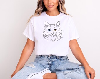 Arte lineal de gato angora turco – Descarga digital PNG SVG